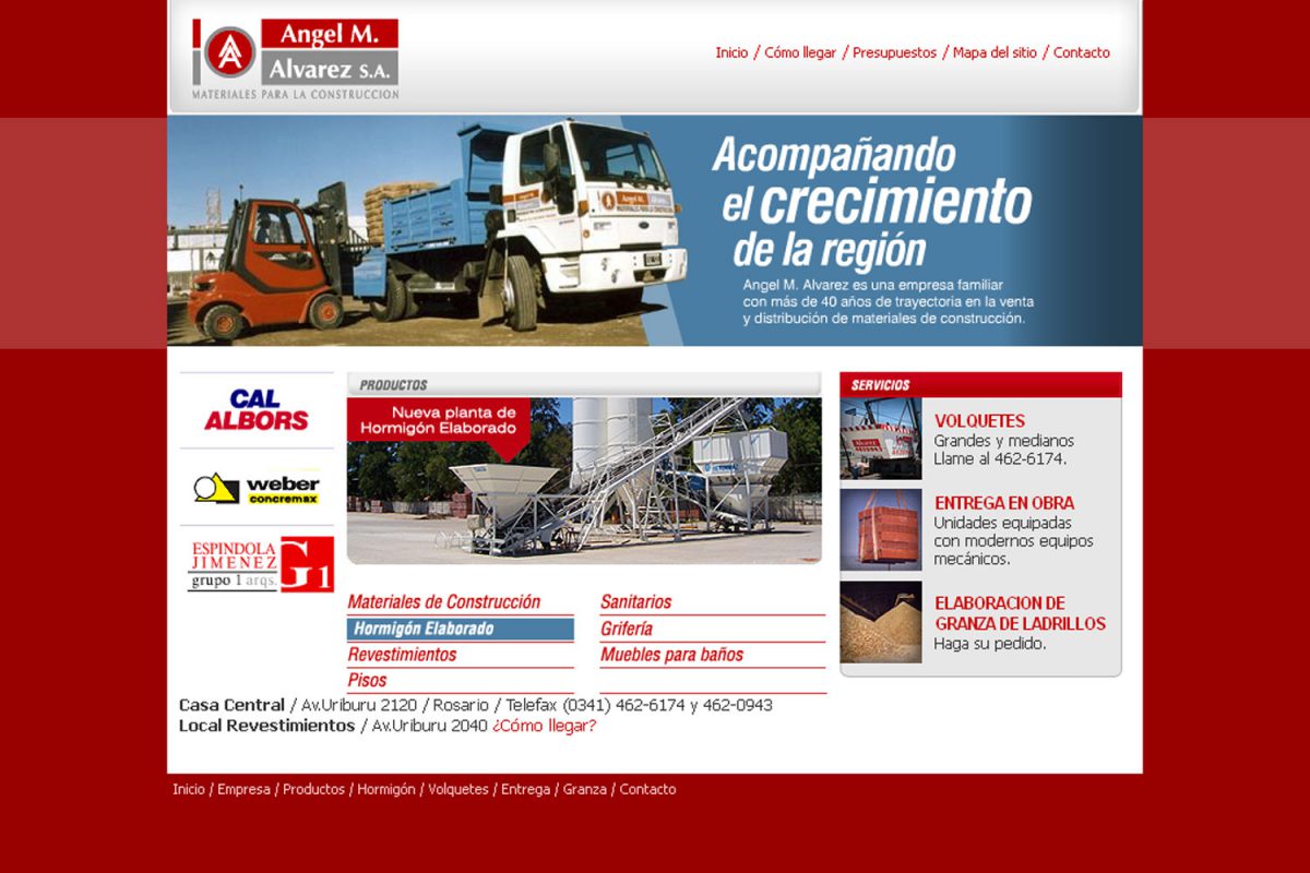 Angel Manuel Alvarez Materiales de construcción sitio web 2006