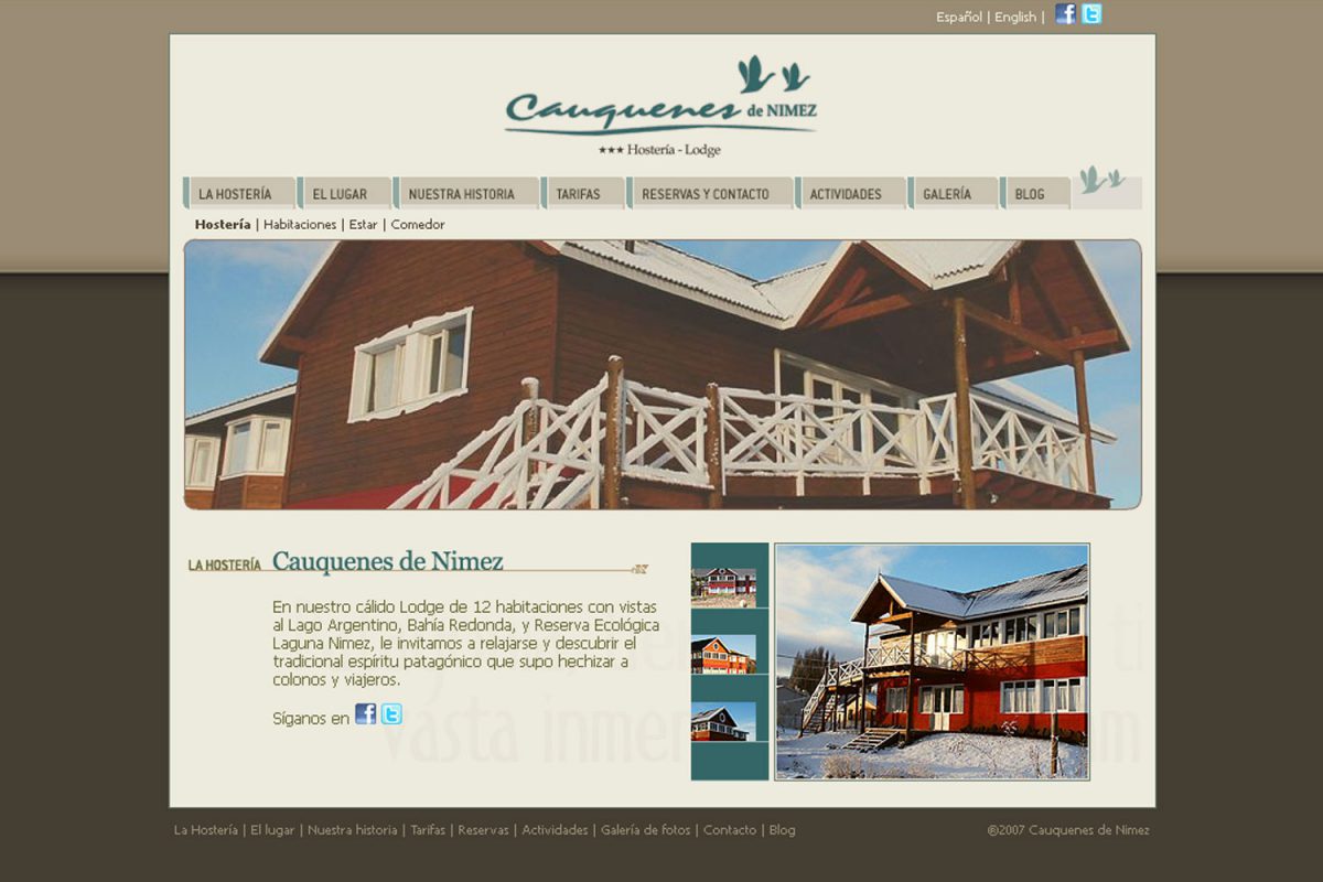 Cauquenes de Nimez. Hostería patagónica. Sitio web 2007