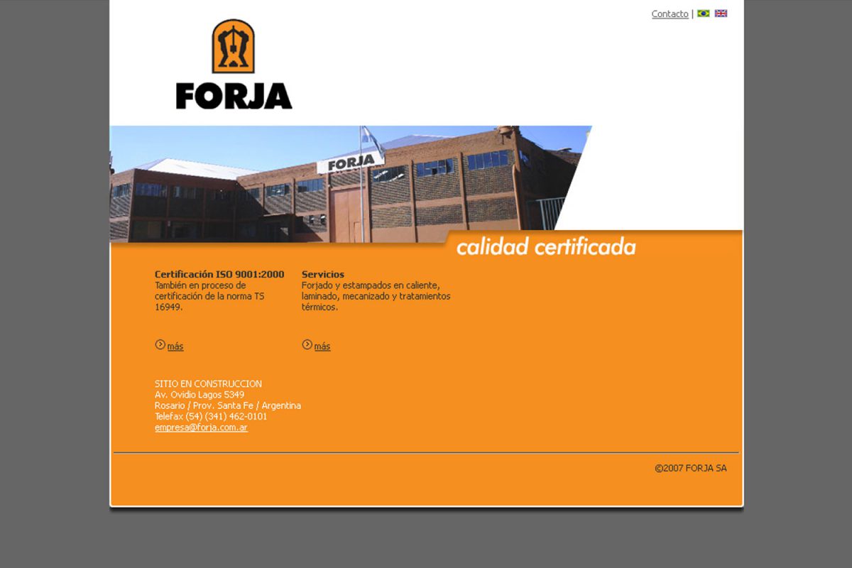 Forja. Metalúrgica. Landing page 2007