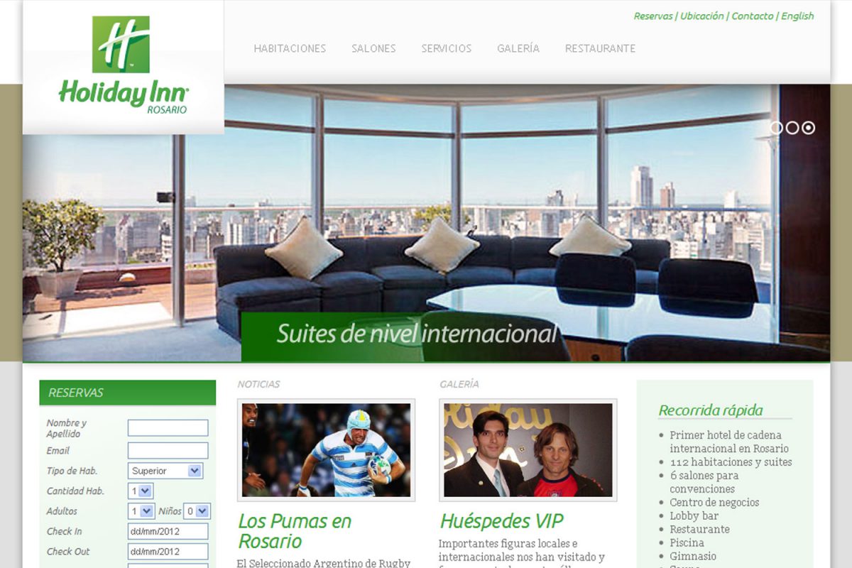 Holiday Inn Rosario. Hotel internacional. Sitio web 2012