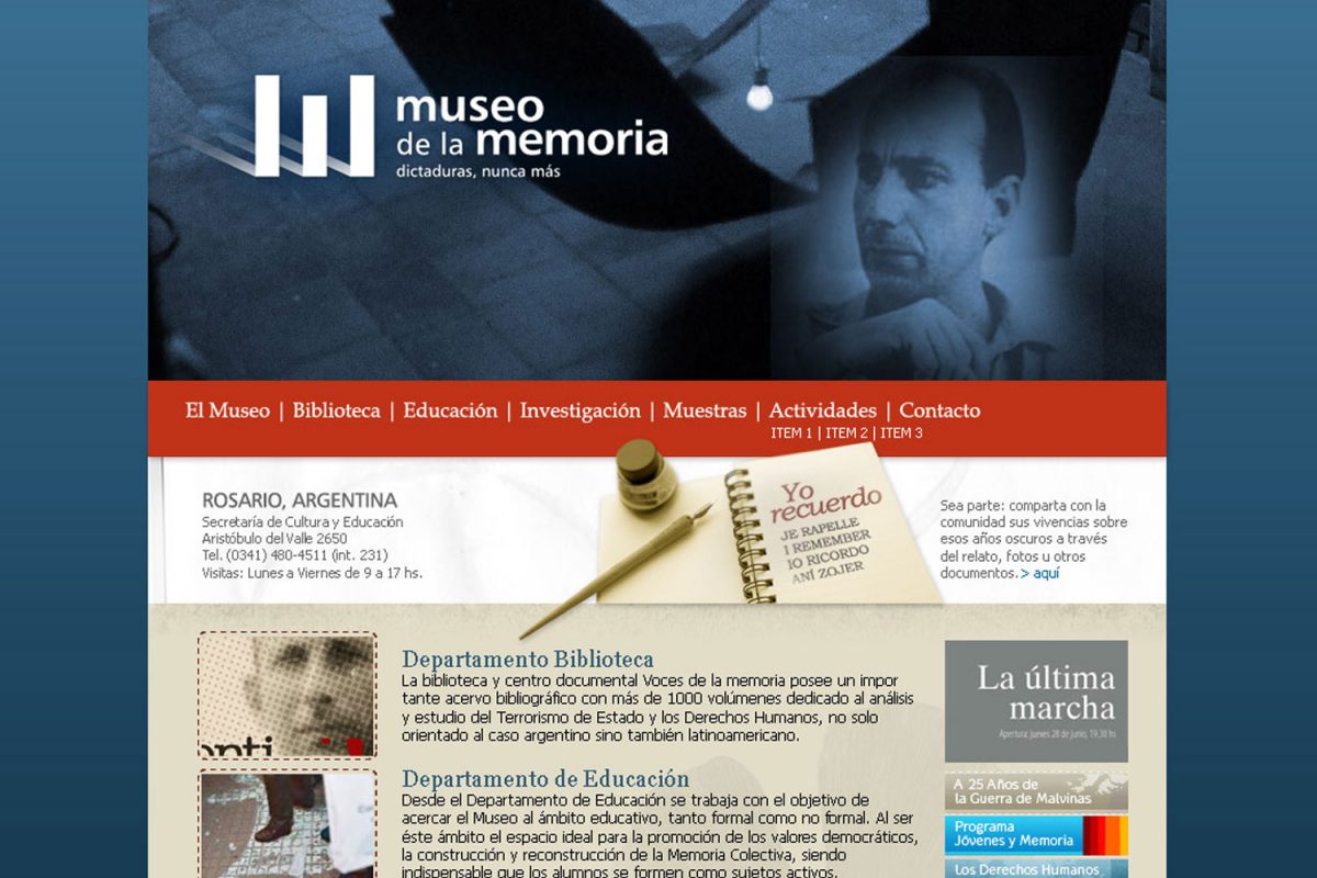 Museo de la Memoria. Sitio web 2007
